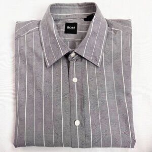 Hugo Boss Men's Size L Gray Stripped Shirt